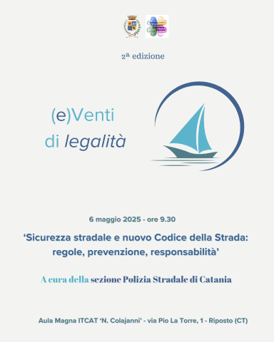 Il 6 maggio per il ciclo ‘(e)Venti di legalità’ focus su sicurezza stradale con la Polizia di Stato