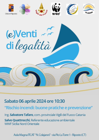 Il 6 aprile nuovo appuntamento con (e)Venti di legalità.  Vigili del fuoco e Wwf parlano di rischio incendi e prevenzione.   