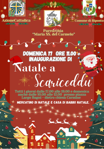 Il 17 dicembre inaugura il Mercato di Natale allo Scariceddu