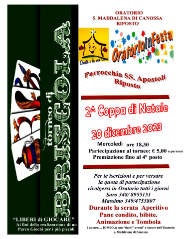 Il 20 dicembre serata di solidarietà con la 2ª Coppa di Natale